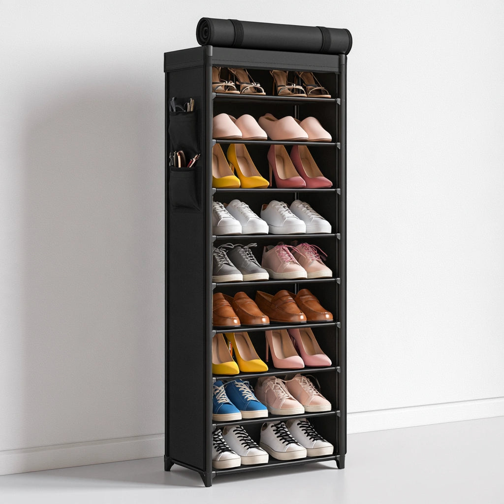 Étagère à chaussures en tissu, coloris noir