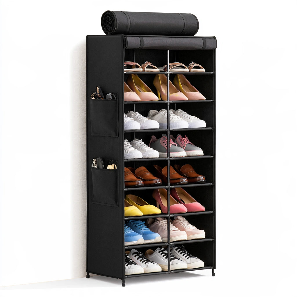 Étagère à chaussures en tissu, coloris noir
