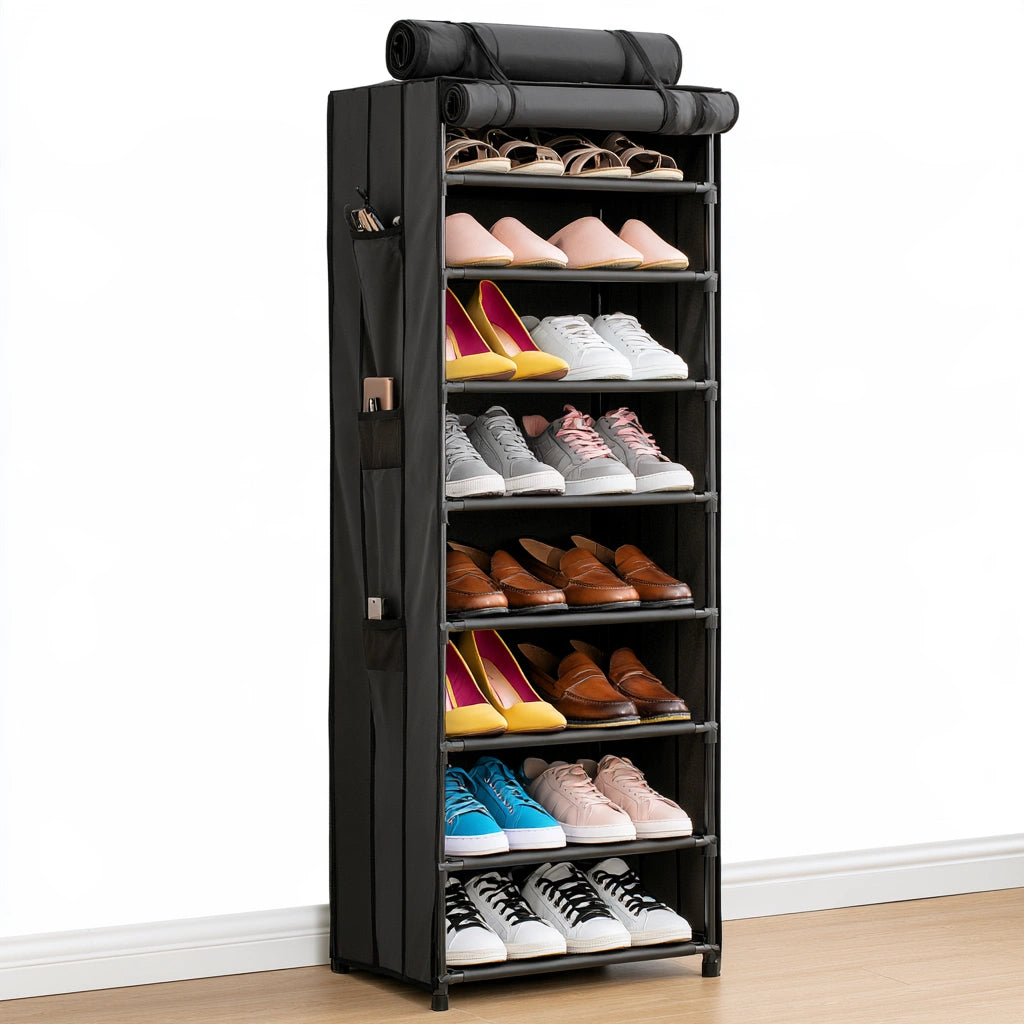 Étagère à chaussures en tissu, coloris noir