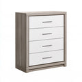 Commode à tiroirs aux lignes épurées à quatre tiroirs, coloris gris