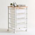 Chariot de rangement en métal sur roulettes, coloris blanc